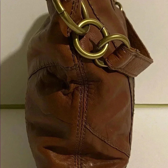Fossil brown distressed leather hobo handbag - Picture 4 of 8